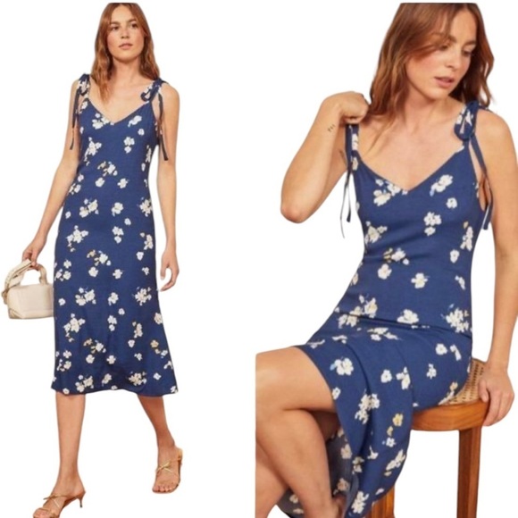 Reformation Dresses & Skirts - Reformation Jade Blue Floral Midi Dress
